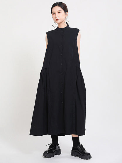 Casual Stand Collor Cotton Elegant Dresses