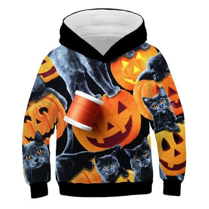3D Print Halloween Cartoon Cat Hoodies-STYLEGOING