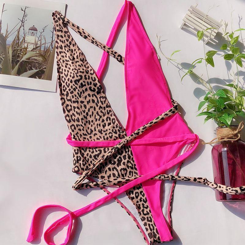 New Sexy V-neck Backless One Piece Swimwear-STYLEGOING