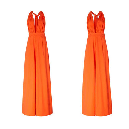 Sexy Halter Bowknot Loose Women Jumpsuits-STYLEGOING