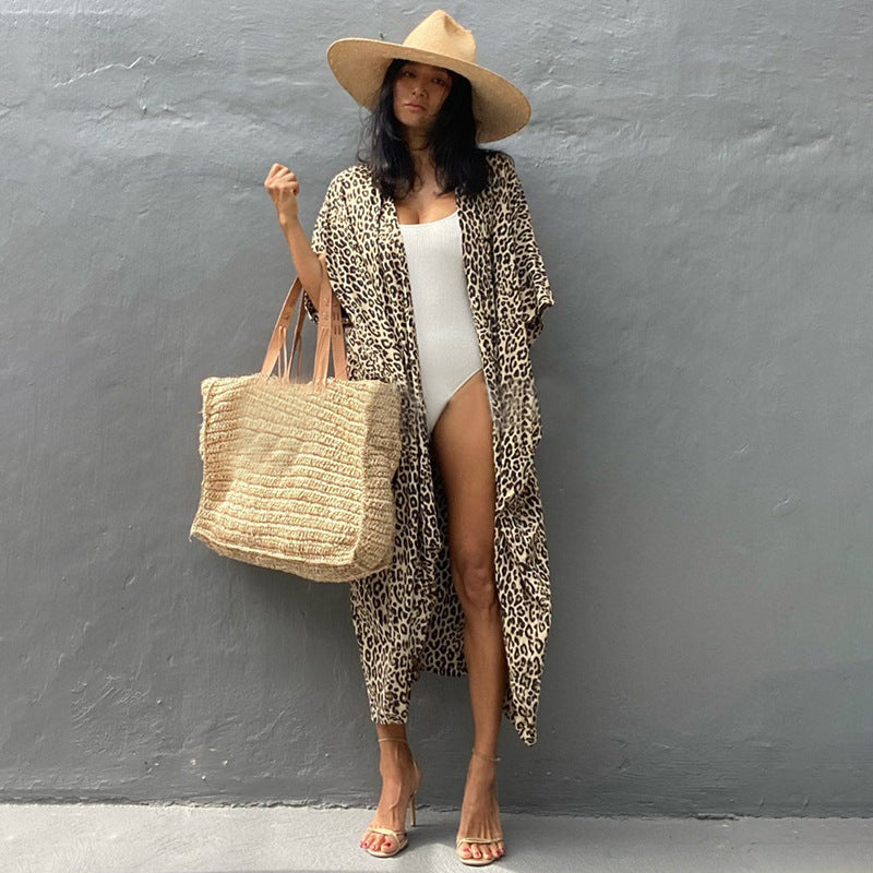 Summer Sun-proof Leaf Print Bikini Cover Ups