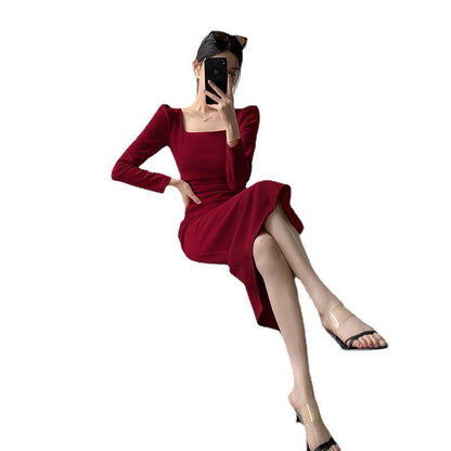 Sexy Square Neckline Long Sleeves Party Dresses