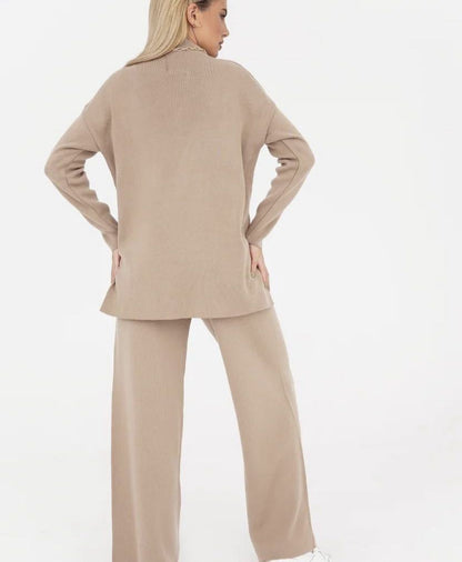 Winter Long Sleeves Knitted Tops and Wide Leg Pants