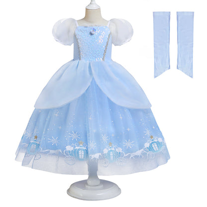 Lovely Cinderella Cosplay Costume Princess Dresses for Girls