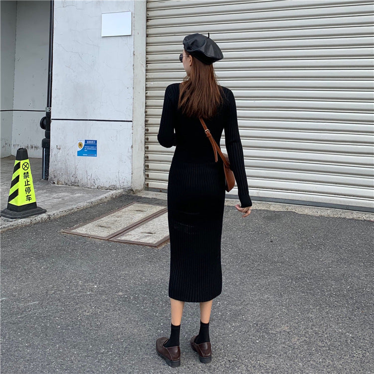 Sexy V Neck Knitted Bodycon Long Dresses