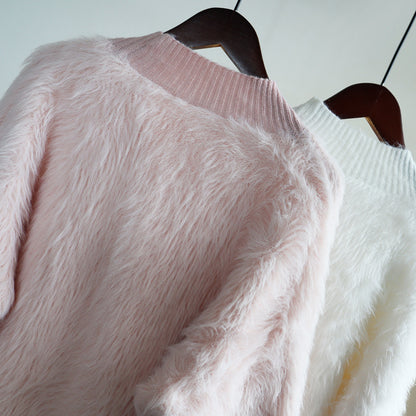 Warm Mink Wool Knitting Women Overcoat