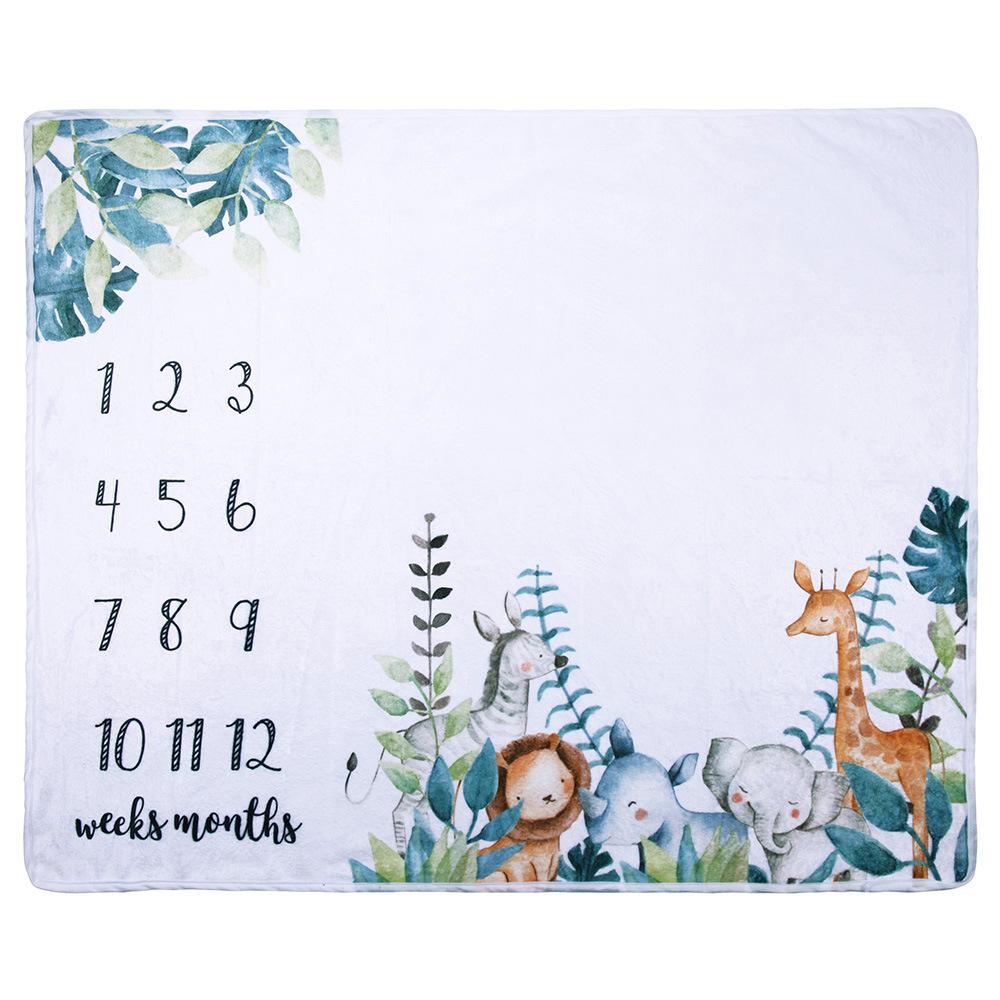 Animal Print Baby Milestone Fleece Blanket-Animal Print-100*75cm-Free Shipping at meselling99