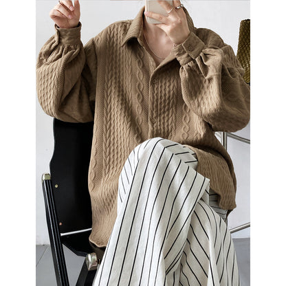 Soft Embossing Flowers Fall Long Sleeves Shirts