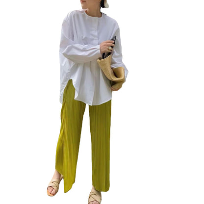 Fairy Light Green High Waist Summer Pants for Women