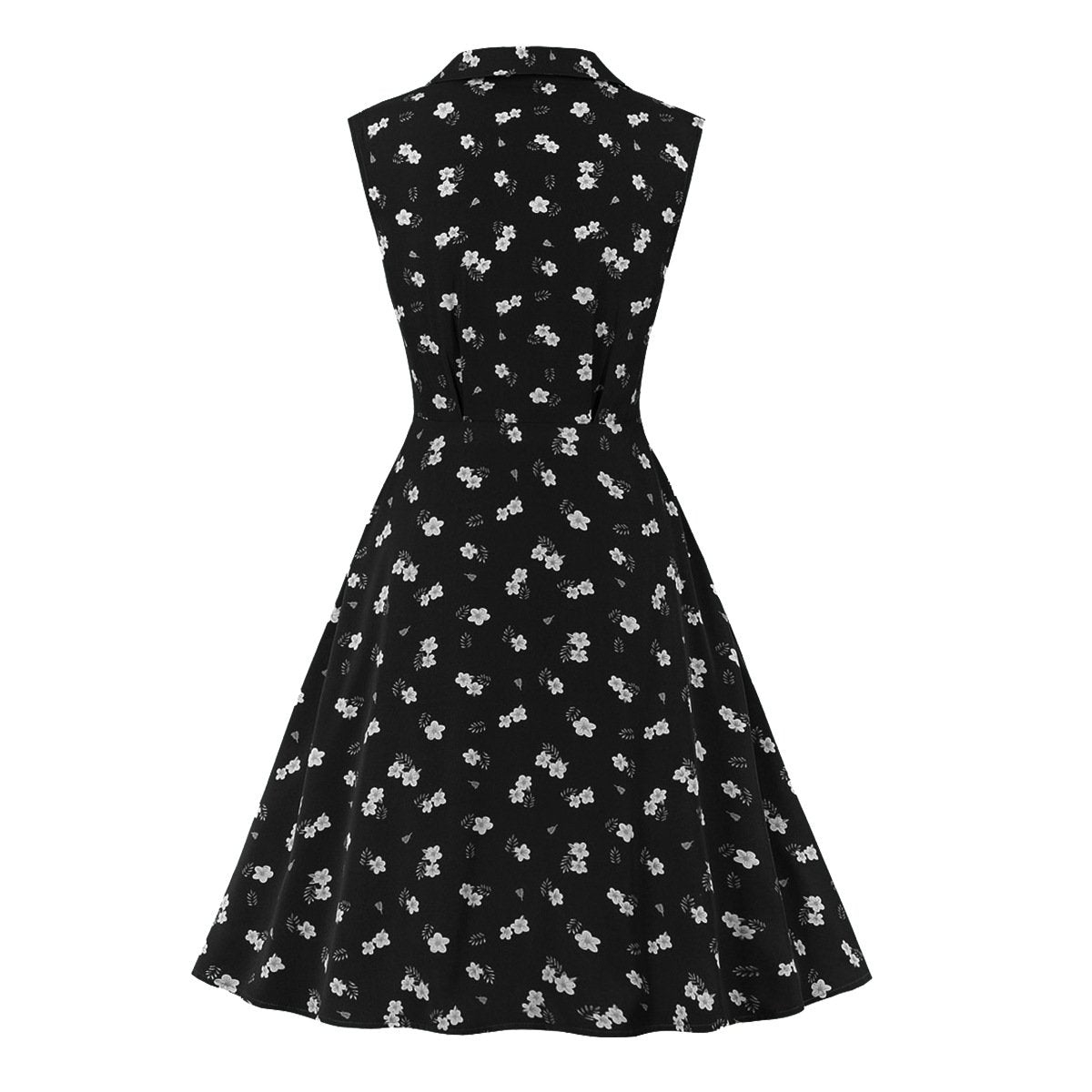 Women Turnover Colloar Floral Retro Dresses-STYLEGOING