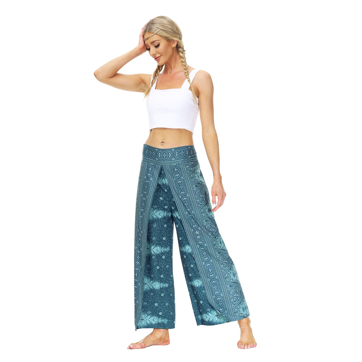 Casual Floral Print Women Yoga Loose Pants