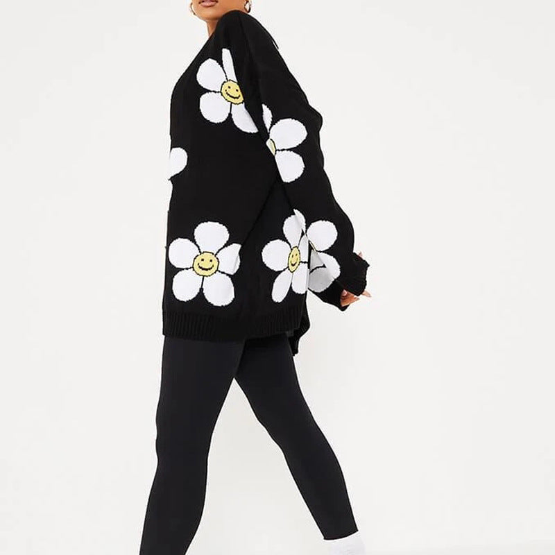 Casual Sweetheart Flower Knitting Cardigan Sweaters