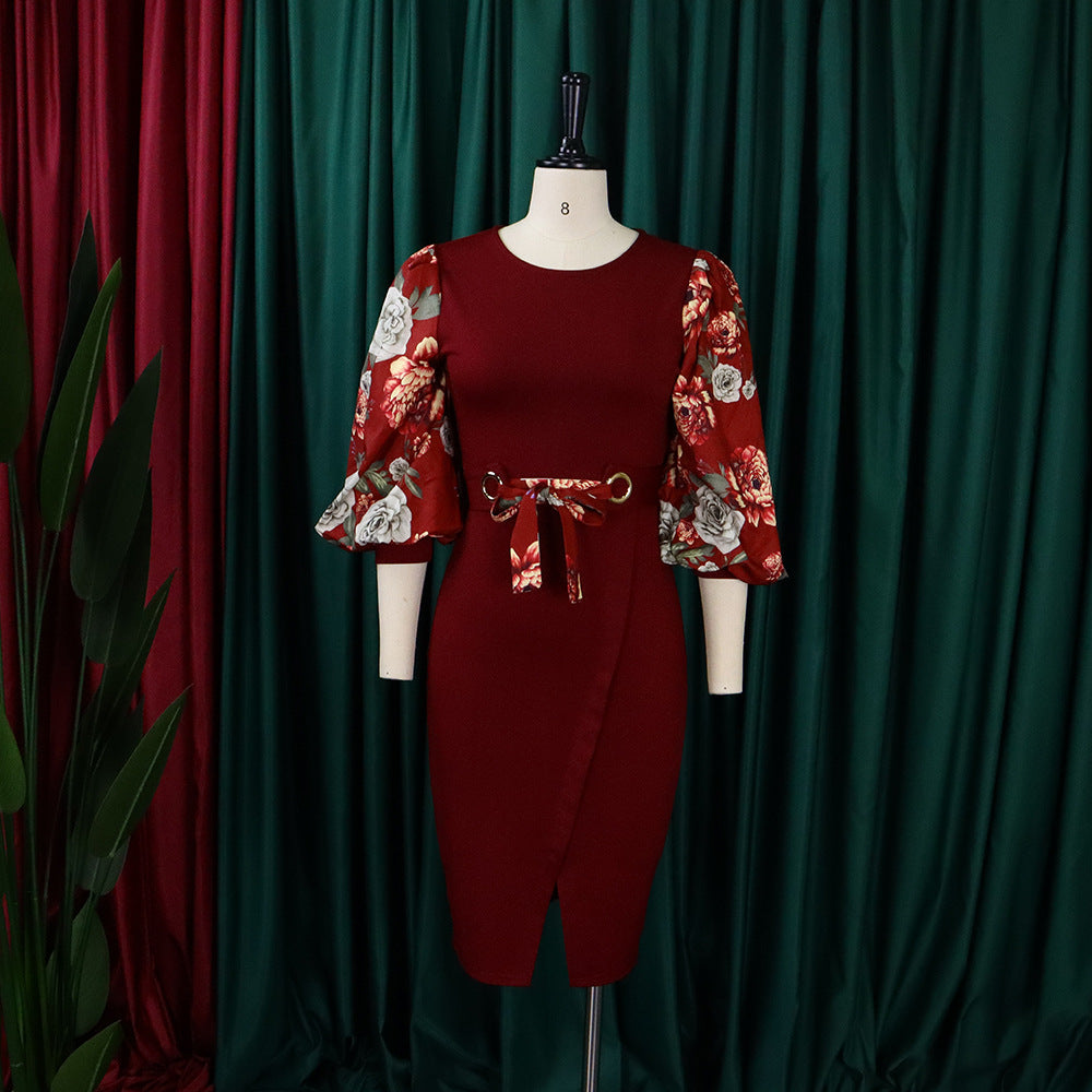 Classy Floral Print Plus Sizes Dresses for Women