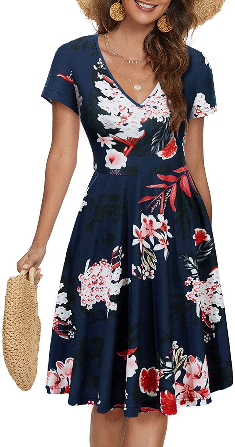 Casual Summer Sunflower Print Daily Women Sun Dresses