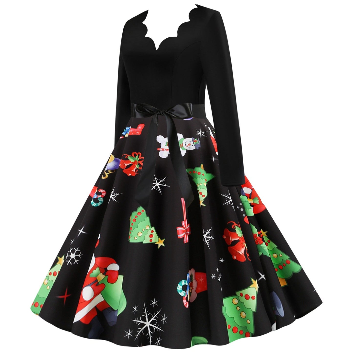 Women Christmas Long Sleeves Vintage Winter Dresses-STYLEGOING