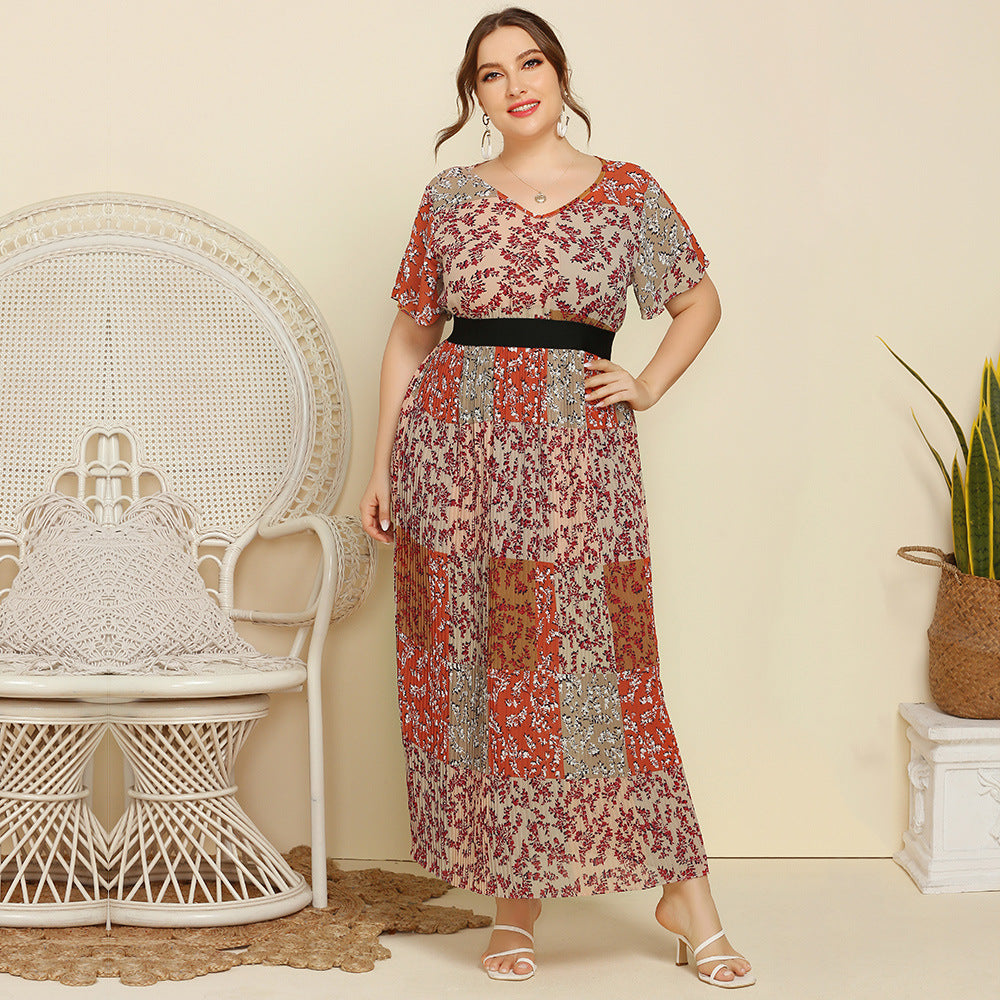 Summer Leisure Short Sleeves Women Plus Sizes Dresses
