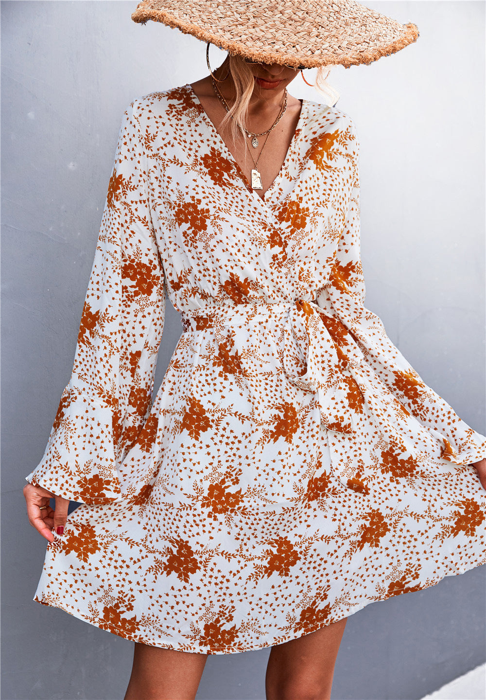 Casual Trumpet Sleeves Bangdage Dresses