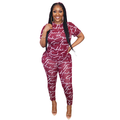 Sexy Summer Short Sleeves Two Pieces Suits