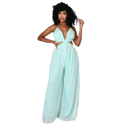 Sexy Chiffon Backless Women Jumpsuits
