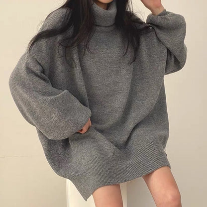 Turtleneck Knitting Long Pullover Sweaters for Women