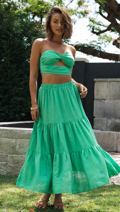 Sexy Women Strapless Tops and Skirts Suits