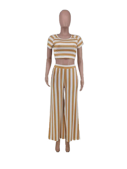 Casual Round Neck Tops and Pants Women Suits