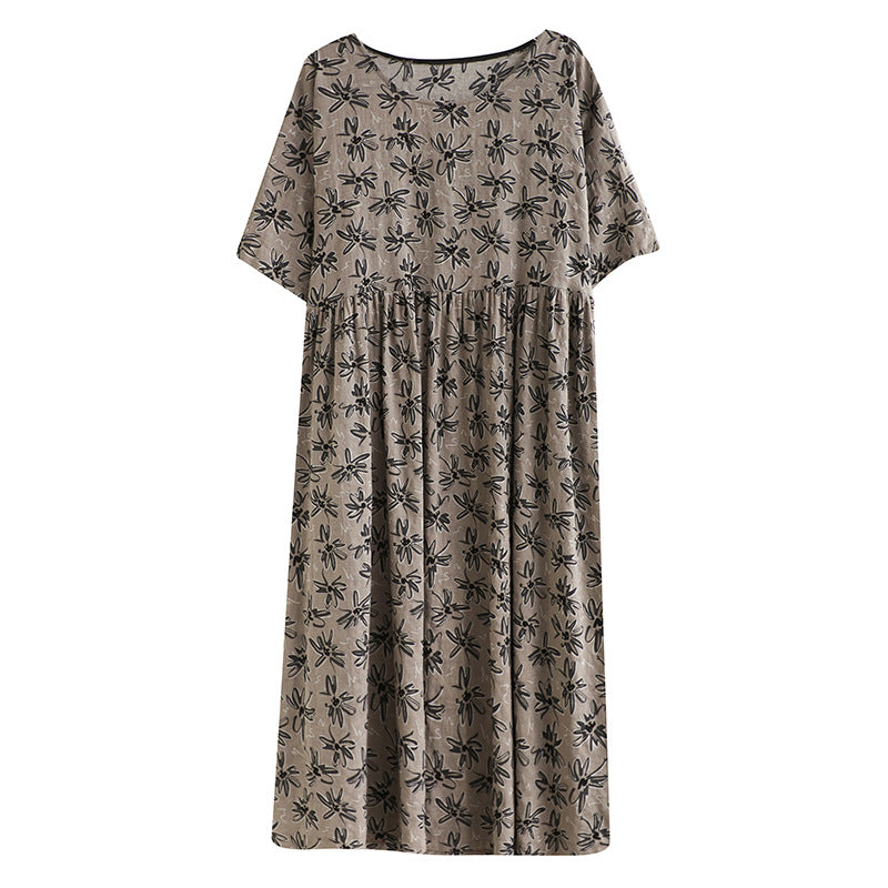 Vintage Leaf Print Plus Sizes Women Dresses
