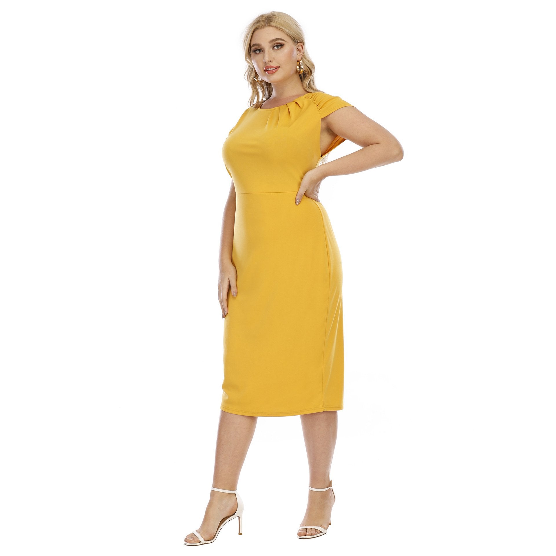 Yellow Plus Size Elegant Evning Dresses-STYLEGOING