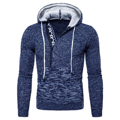 Men Knitting V Neck Zipper Hoody Sweaters-STYLEGOING