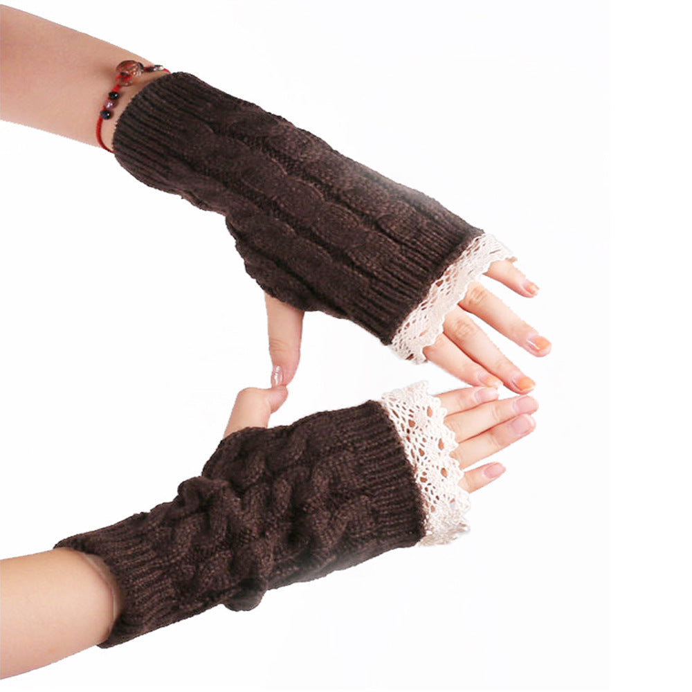 2 Pairs/Set Lovely Finger Less Knitted Gloves for Girl