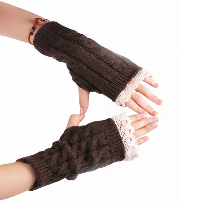 2 Pairs/Set Lovely Finger Less Knitted Gloves for Girl