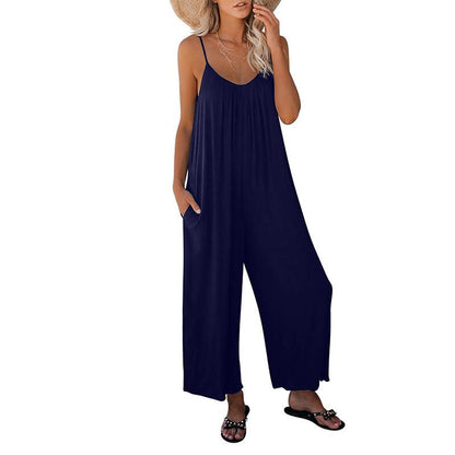 Leisure Summer Leopard Pocket Jumpsuits-STYLEGOING