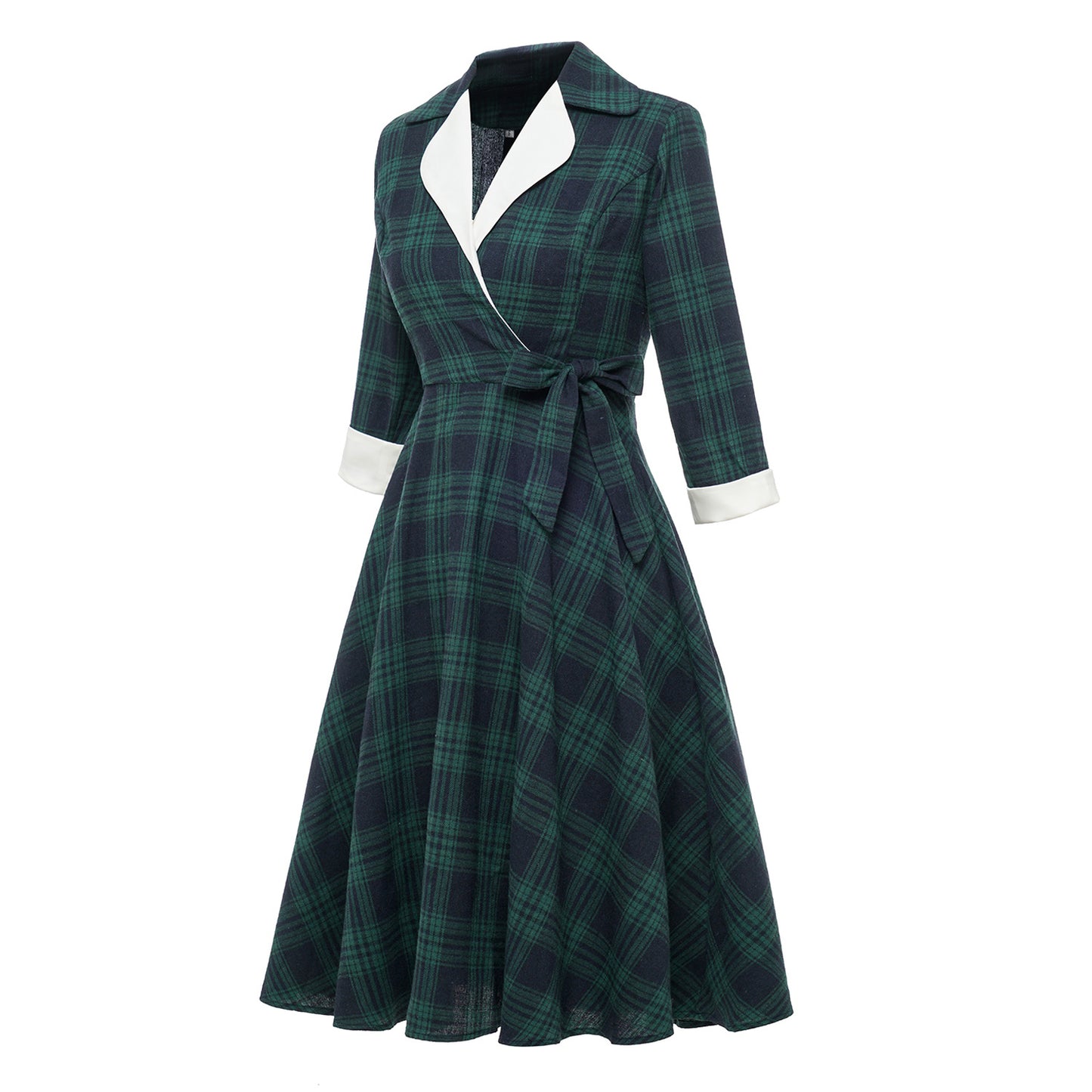 Vintage Plaid Long Sleeves Blazer Women Dresses