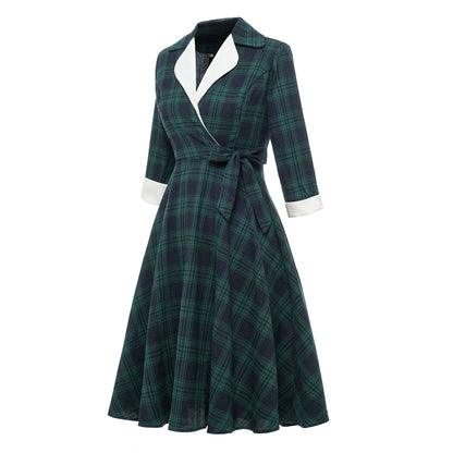 Vintage Plaid Long Sleeves Blazer Women Dresses