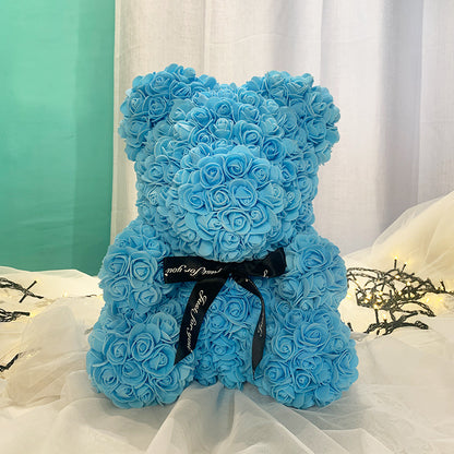 Valentine's Gift Preserved Flowers Rose Bear 25cm