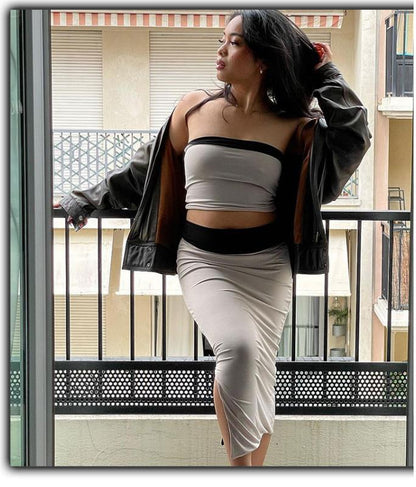 Sexy Strapless Tank Top and Sheath Skirts