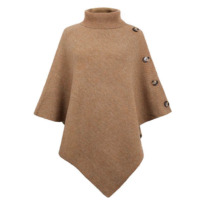 Winter High Neck Knitted Women Cape Coats