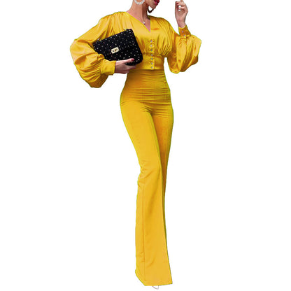 Sexy Tight Shirts & Trumpet Pants Women 2pcs Outsuits