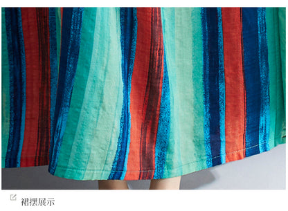 Summer Striped Women Long Cozy Dresses