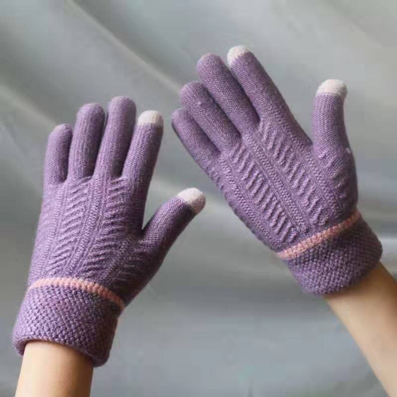 Winter Warm Velvet Knitted Gloves for Men and Women