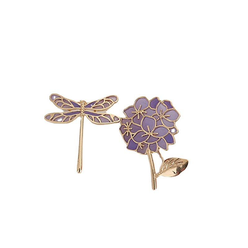 Charming Lilac and Dragonfly Design Brooches for Women