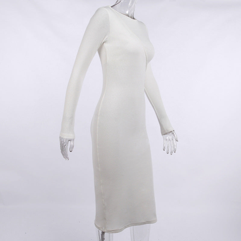 Sexy Asymmetry Women Long Sleeves Fall Slim Dresses