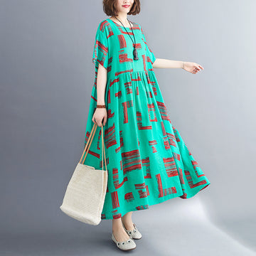 Summer Linen Short Sleeves Long Cozy Dresses