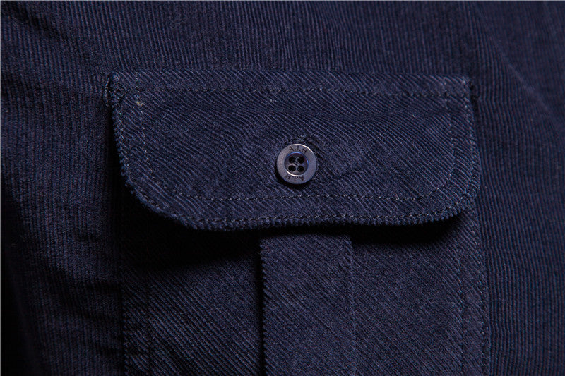 Men Long Sleeves Corduroy Business Shirts