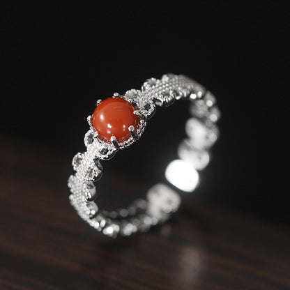 Fashion Waving 925 Sterling Sliver Jade Rings for Women 211