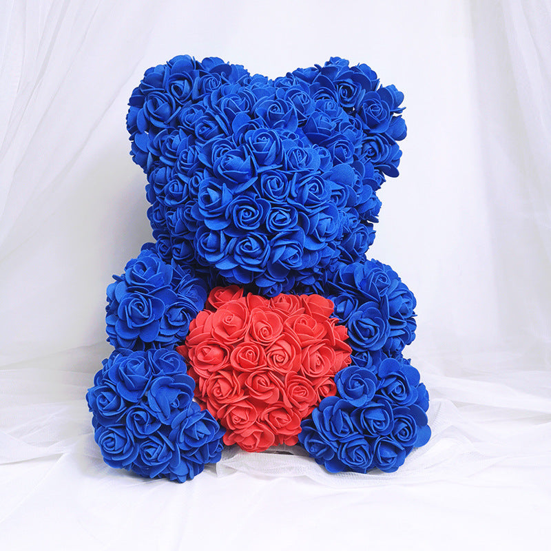 Valentine's Gift Preserved Flowers Rose Bear 25cm
