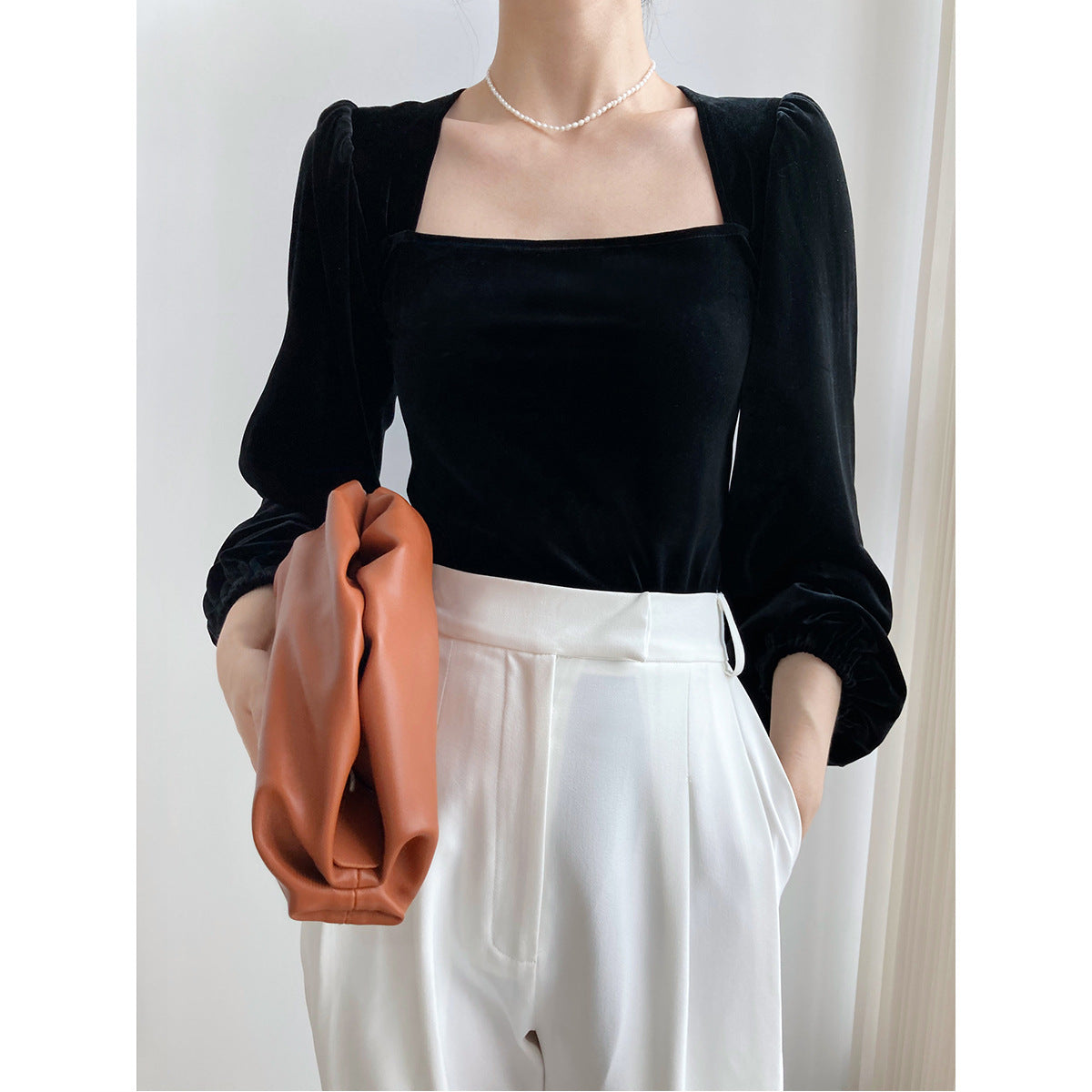 Elegant Square Neck Women Pullover Shirts