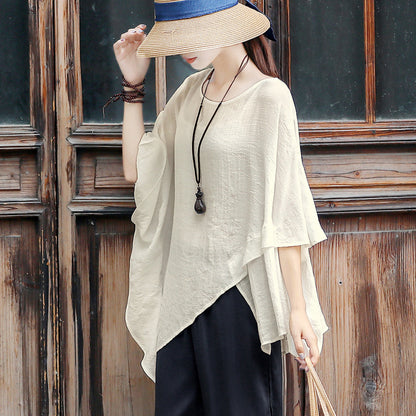 Casual Irregular Summer Linen Women Blouses