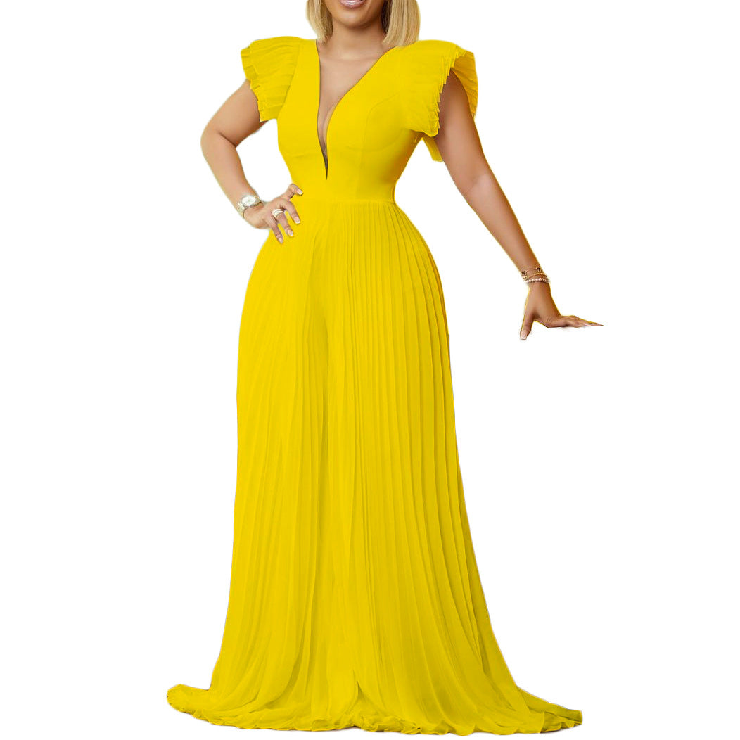 Sexy Deep V Neck Women Long Jumpsuits
