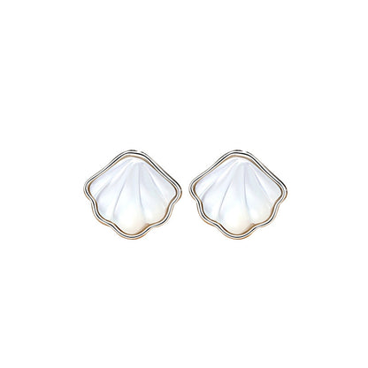 Shell Shape Silver Earring Studs for Women